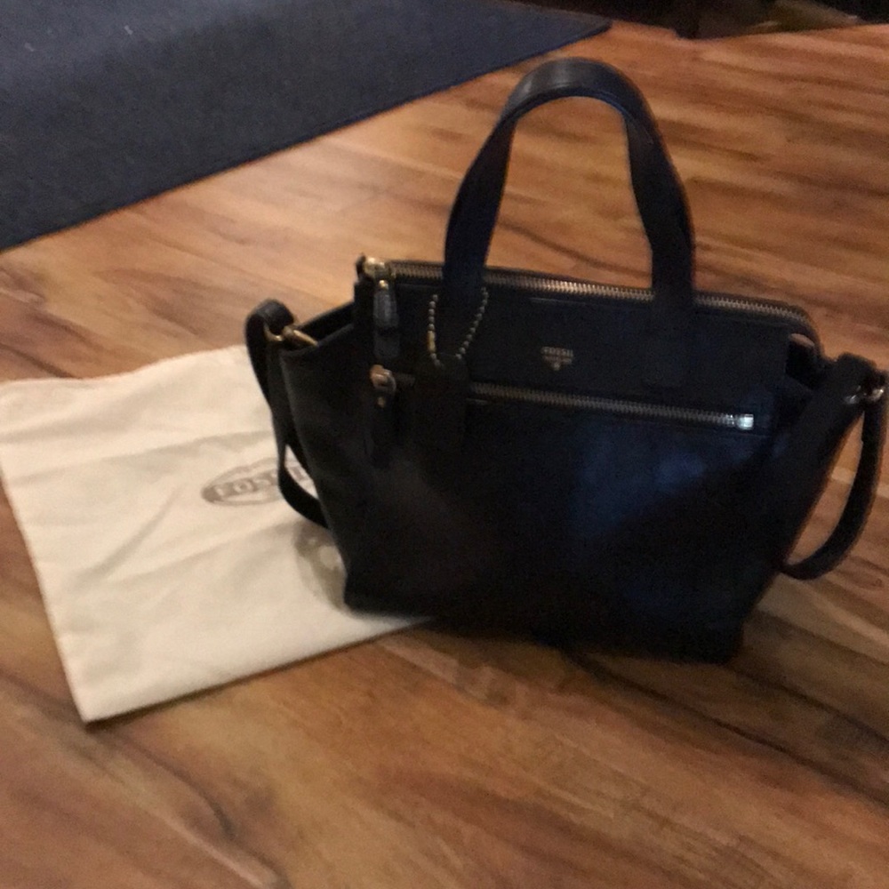 Fossil Tessa Satchel Black Leather with Dust Bag